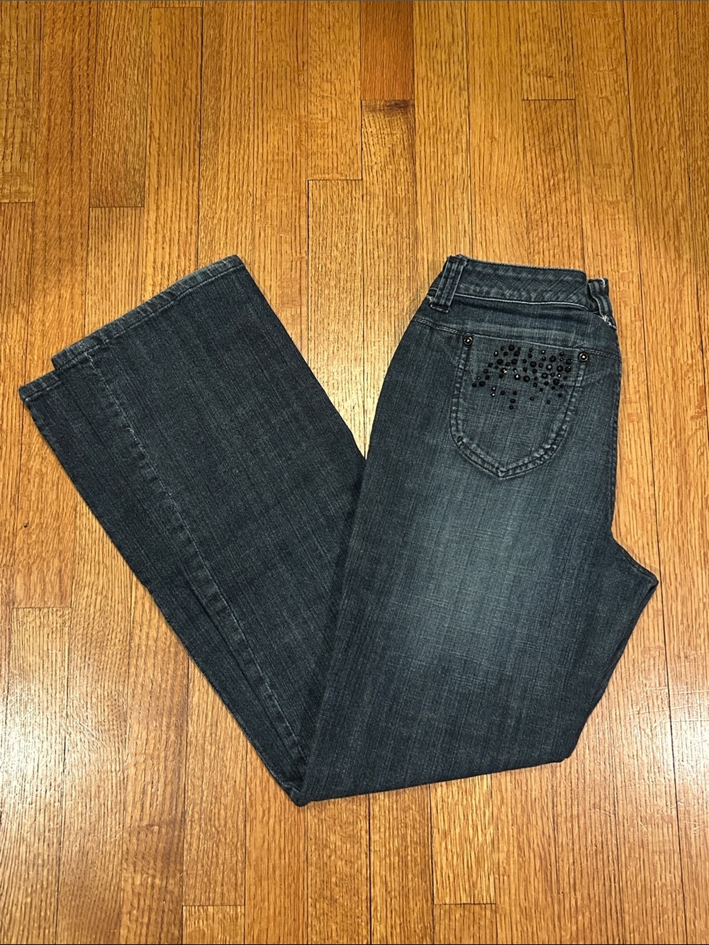 Chico's Straight Leg Dark Blue Jeans with Embellished Pockets Size 0.5 (6-8)